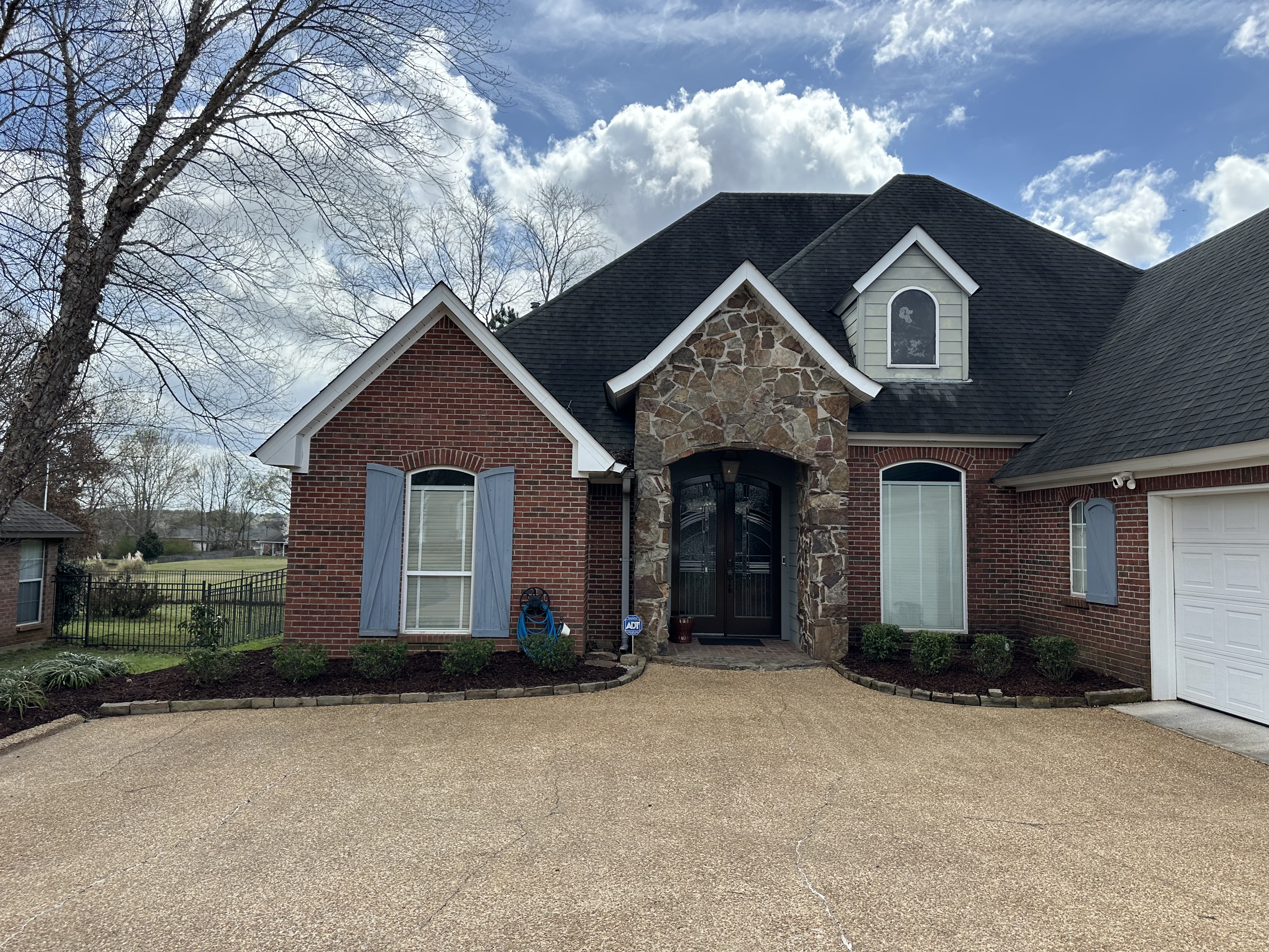 Trimmed front yard trees